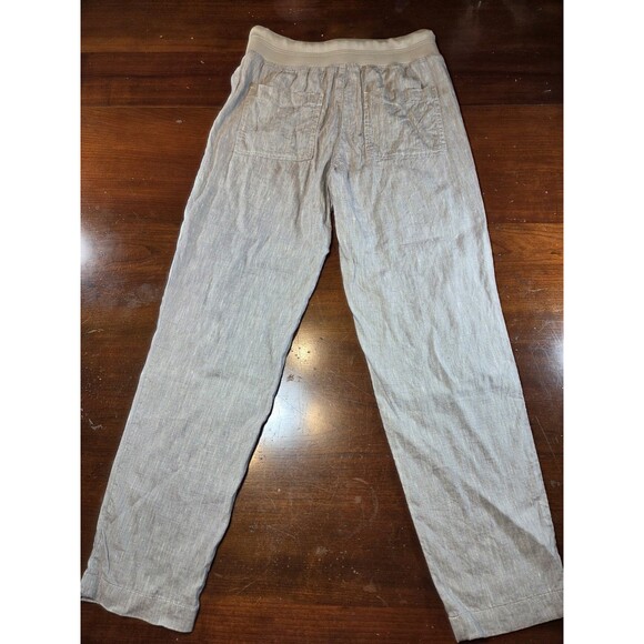 Lou & Grey Linen Pants Women's Small Grey Elastic Waist Drawstring Crop Jogger - Picture 7 of 11